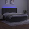vidaXL Box spring postelja z vzmetnico LED temno siva 160x200 cm žamet
