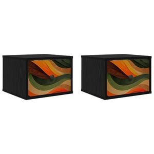 vidaXL Stenska nočna omarica BONN 2 kos Črni hrast 36 x 33 x 25 cm