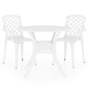 vidaXL Bistro garnitura 3-delna liti aluminij bela