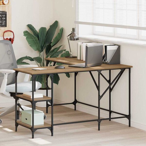 vidaXL Miza Umetni hrast 139 x 139 x 75 cm Konstruiran les