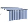 vidaXL Vlečna tenda Modra in bela 350 x 250 cm Poliester in aluminij