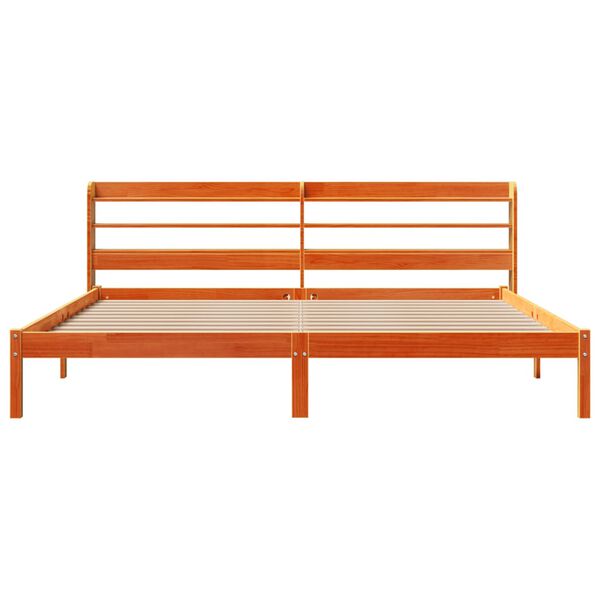 vidaXL Posteljni okvir z vzglavjem vo&scaron;čeno rjava 180x200 cm borovina