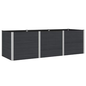 vidaXL Vrtna visoka greda Črna 300 x 100 x 91 cm WPC in aluminij