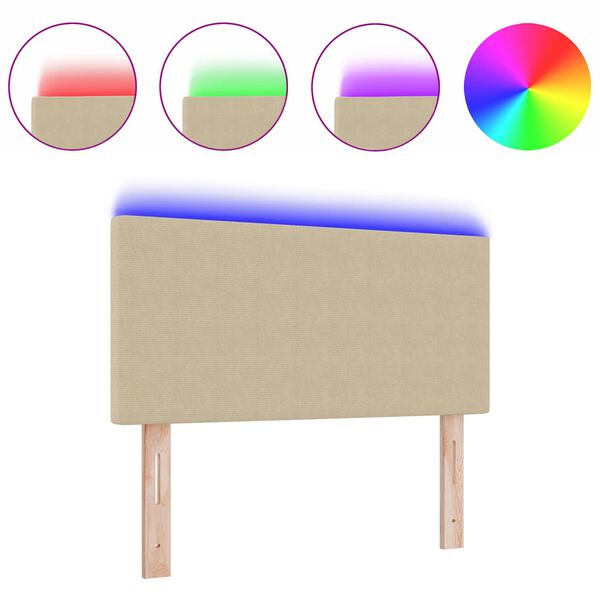 vidaXL LED glava postelje z LED lučmi Siva zelena 100 cm Poliester