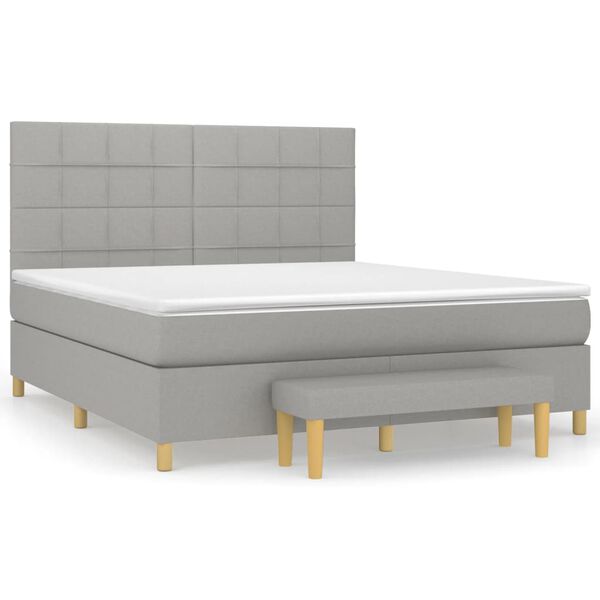 vidaXL Box spring postelja z vzmetnico svetlo siva 160x200 cm žamet