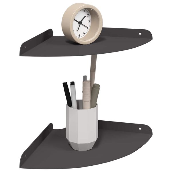 vidaXL Stenska polica s polico 2 pcs Črna 24 x 24 x 2 cm