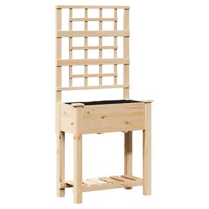 vidaXL Vrtni lonček s polico Bež 71 x 38 x 152 cm Trdi smrekov les