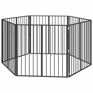 vidaXL Pasja vrata 6 pcs Črna 100 x 100 cm Cinkana jeklena