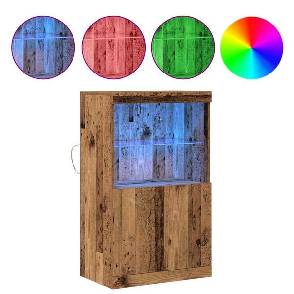 vidaXL LED bočni predalnik Rjava 60 x 37 x 100 cm Konstruiran les