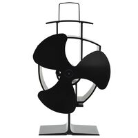 vidaXL Ventilator za kamin na toploto s 3 krili črn