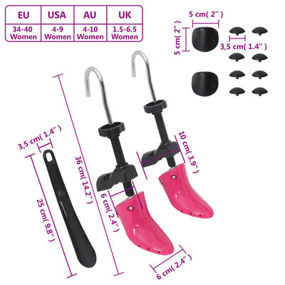 vidaXL Raztegovalniki za čevlje z žlico roza EU 34-40 plastika