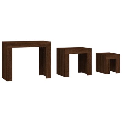 vidaXL Komplet mizic 3-delni rjavi hrast inženirski les