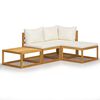vidaXL Vrtna sedežna garnitura z blazinami 4-delna krem akacijev les