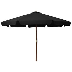 vidaXL Zunanji senčnik z lesenim drogom 330 cm črn
