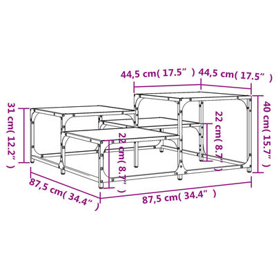 vidaXL Klubska mizica črna 87,5x87,5x40 cm inženirski les