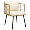 vidaXL Vrtni stol z blazinami Natural Poly Rattan