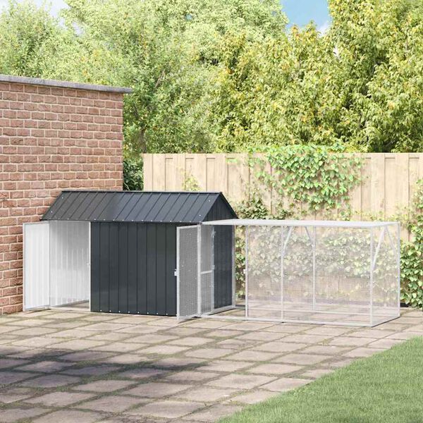 vidaXL Ptičnik Antracit 416.5 x 103 x 142 cm Pocinkano jeklo