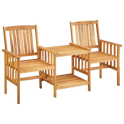 vidaXL Vrtni stoli s čajno mizico 159x61x92 cm trden akacijev les