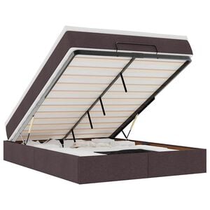 vidaXL Otomanski posteljni okvir z vzmetnico rjav 140x200 cm blago