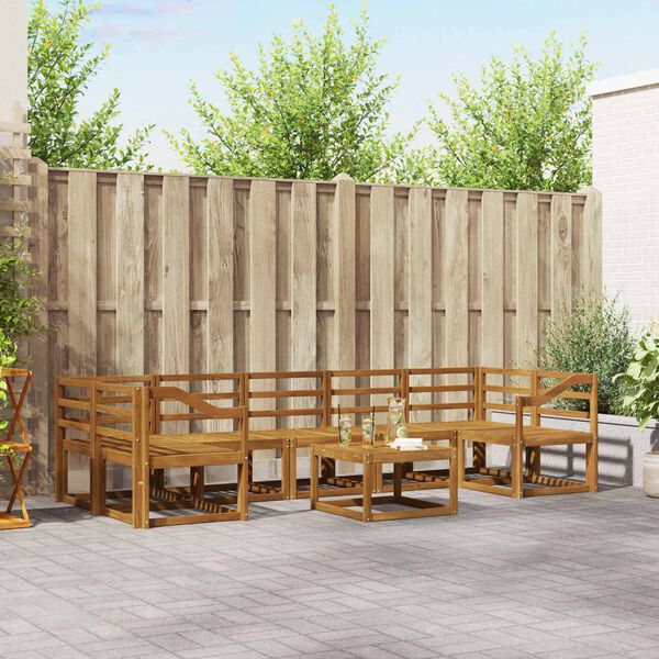 vidaXL Zunanja garnitura za sedenje 8 pcs Naravna Masiven les akacije