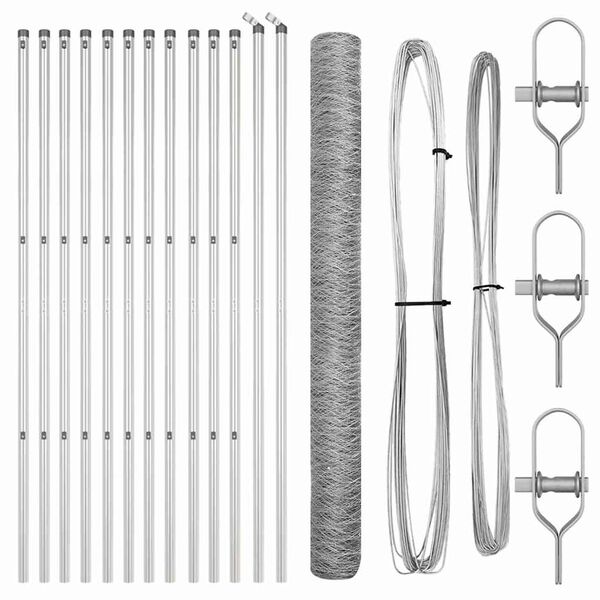 vidaXL Steber ograje. srebrna 25 x 1,6 m (50 mm mreža) Jeklo