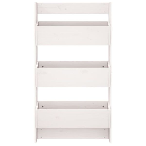 vidaXL Stenska korita 3-nadstropna 60x18,5x110 cm bela trdna borovina