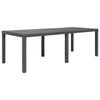 vidaXL Vrtna miza iz plastike 220x90x72 cm izgled ratana rjava