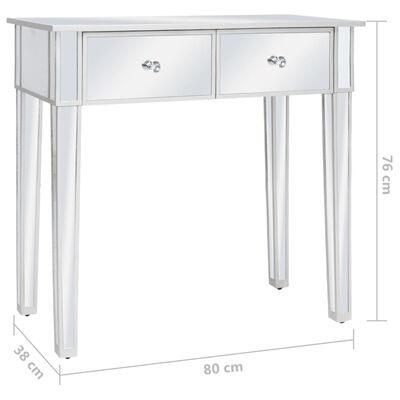 vidaXL Zrcalna mizica za ličenje s stolčkom MDF in steklo
