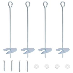 vidaXL Zemeljski klin 4 pcs Srebrna &Oslash;10 x 40 cm Cinkani kovina