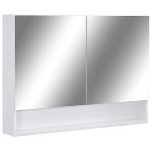 vidaXL LED kopalni&scaron;ka omarica z ogledalom bela 80x15x60 cm MDF