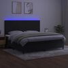 vidaXL Box spring postelja z vzmetnico LED črna 200x200 cm žamet