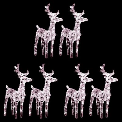 vidaXL Božični severni jeleni 6 kosov toplo beli 240 LED akril