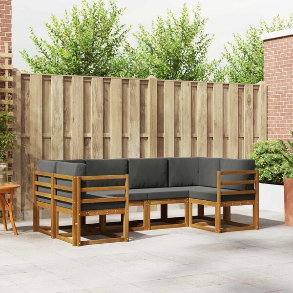 vidaXL Zunanja garnitura za sedenje 6 pcs Naravna in antracitna