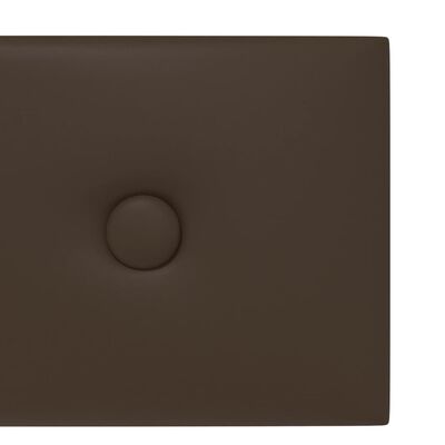 vidaXL Stenski paneli 12 kosov rjavi 60x15 cm umetno usnje 1,08 m²