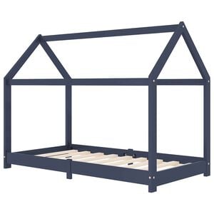 vidaXL Otro&scaron;ki posteljni okvir siv iz trdne borovine 70x140 cm