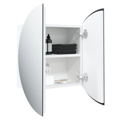 vidaXL Kopalniška omarica z okroglim ogledalom LED bela 40x40x17,5 cm