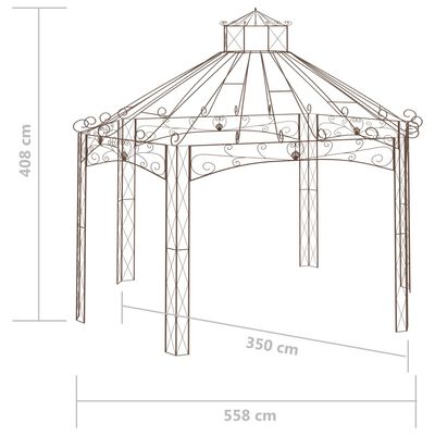 vidaXL Vrtni paviljon antično rjav 558x350x408 cm železo