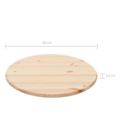 vidaXL Površina za mizo naravna borovina okrogla 25 mm 80 cm
