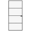 vidaXL Notranja vrata črna 93x201,5 cm kaljeno steklo & aluminij tanka