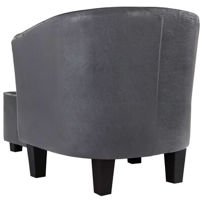 vidaXL Tubast stol s stolčkom za noge iz sivega umetnega usnja