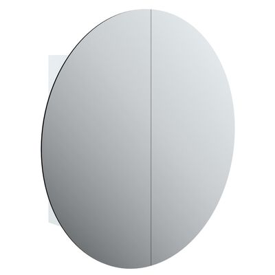 vidaXL Kopalniška omarica z okroglim ogledalom LED bela 54x54x17,5 cm