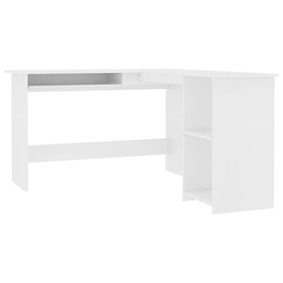 vidaXL Kotna miza L-oblike bela 120x140x75 cm iverna plošča