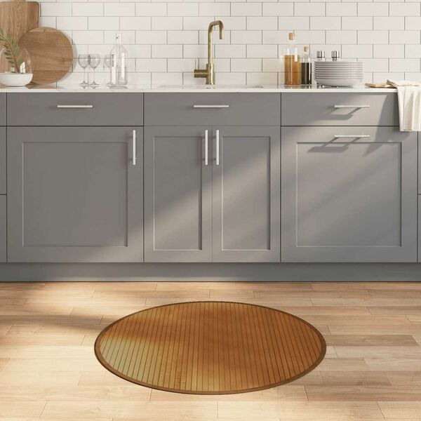 vidaXL Preproga okrogla rjava 80 cm bambus