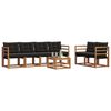 vidaXL Zunanja garnitura za sedenje z blazino 7 pcs Naravna in črna