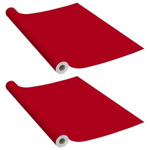 vidaXL Samolepilna folija za pohi&scaron;tvo 2 kosa rdeča 500x90 cm PVC