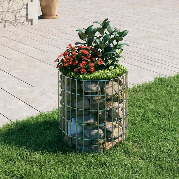 vidaXL Okrogel gabion pocinkano jeklo Ø50x50 cm