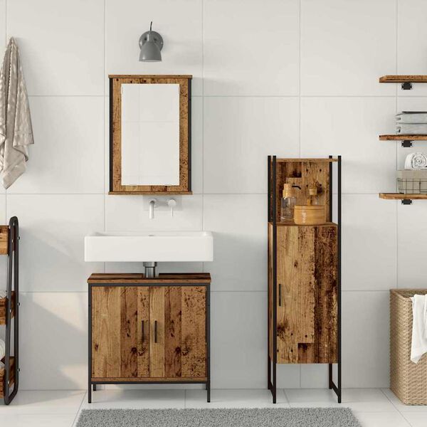 vidaXL Komplet pohi&scaron;tva za kopalnico 3 pcs Rjava 33 x 33 x 120,5 cm