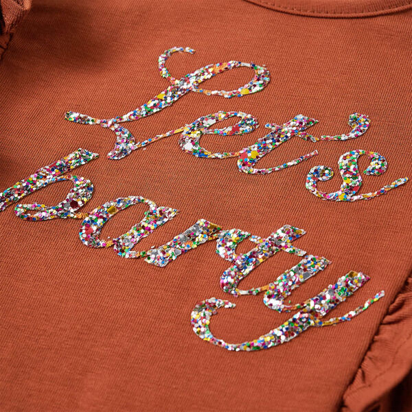 Otroška majica z dolgimi rokavi konjak 140