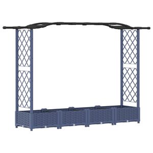 vidaXL Dvignjeno leži&scaron;če s trellisom in streho Siva 207 x 40 x 126 cm