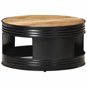 vidaXL Klubska mizica črna 68x68x36 cm trden robusten mangov les